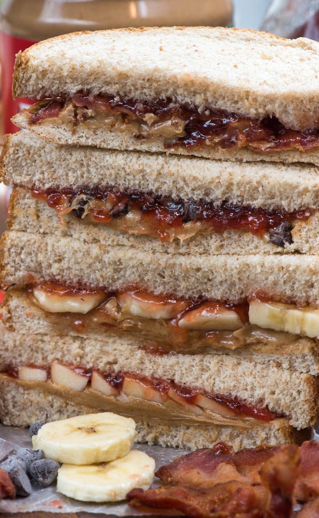 stack of PB&J sandwiches