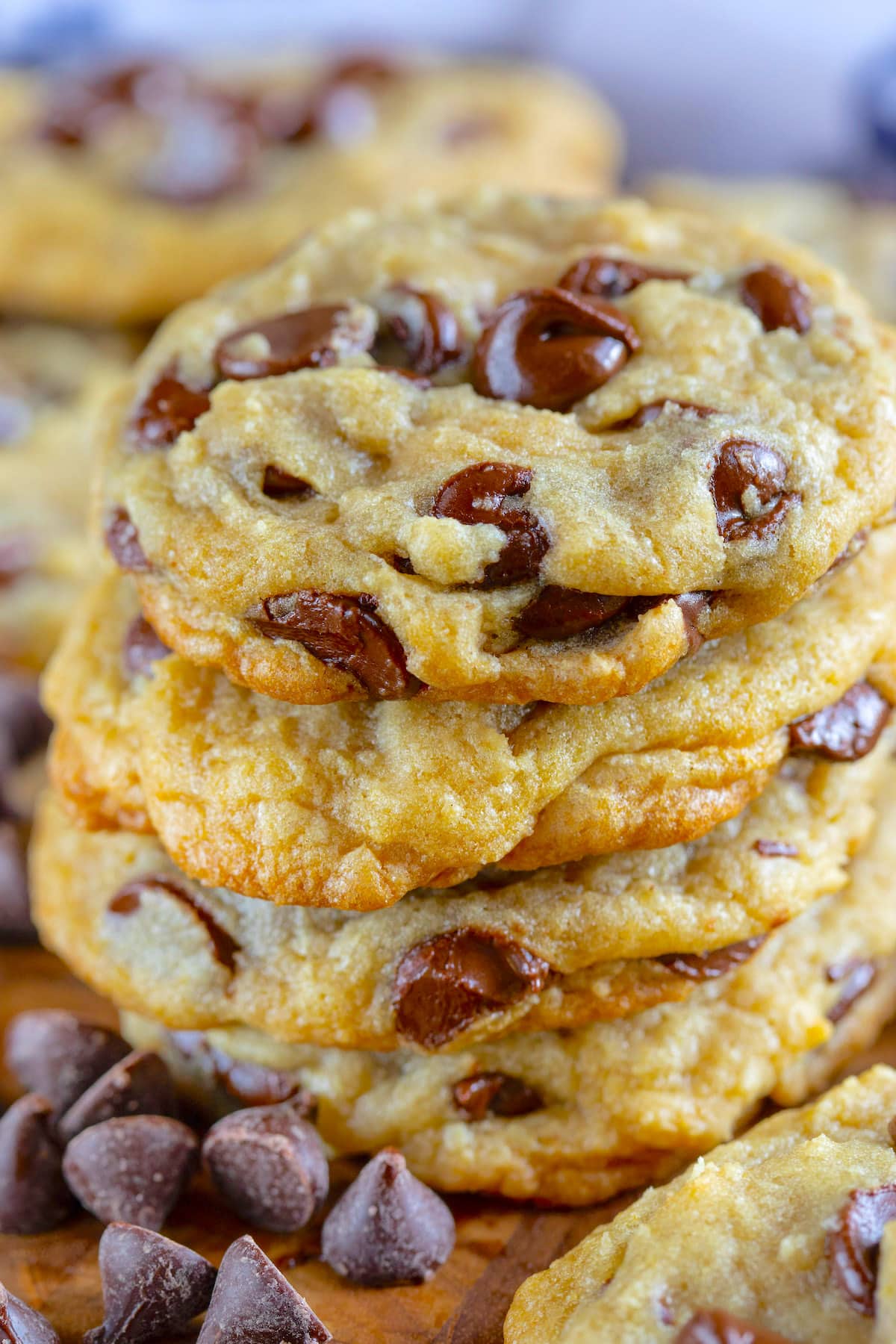 stack of 4 chocolate chip cookies