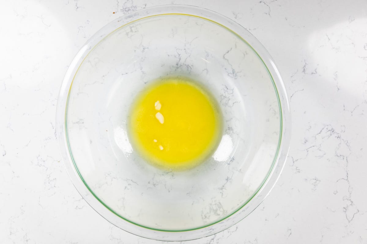 glass bowl of melted butter.