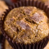 Pumpkin muffins in a stack