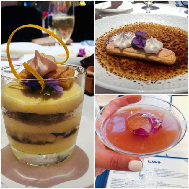 Collage of food and drinks from Lago in Las Vegas