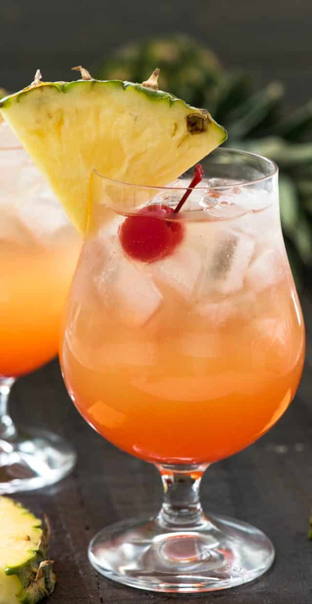 Rum punch cocktail in glass