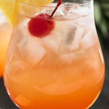 rum punch in a glass with words on photo