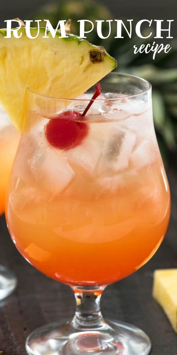 rum punch in a glass with words on photo