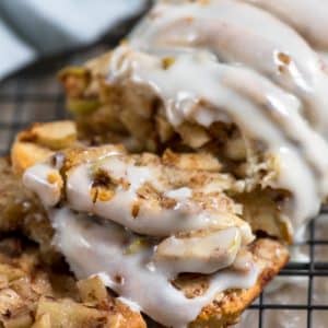 close up of apple fritter bread