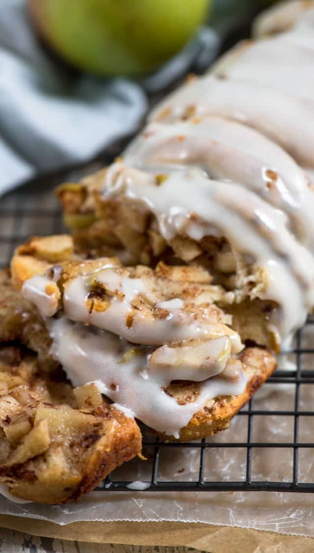 close up of apple fritter bread