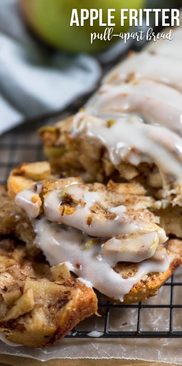 close up of apple fritter bread