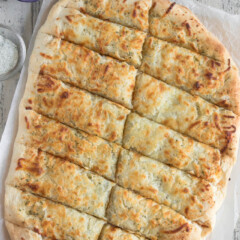 overhead shot of cheesy ranch breadsticks