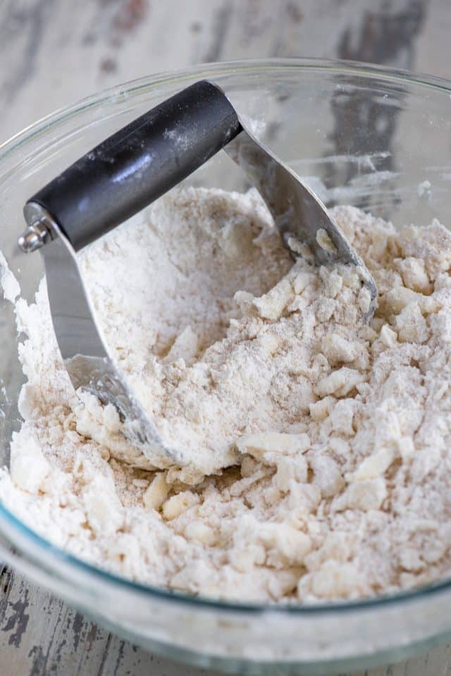 Cut together the crumble topping using a pastry cutter