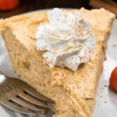 no bake pumpkin pie on white plate