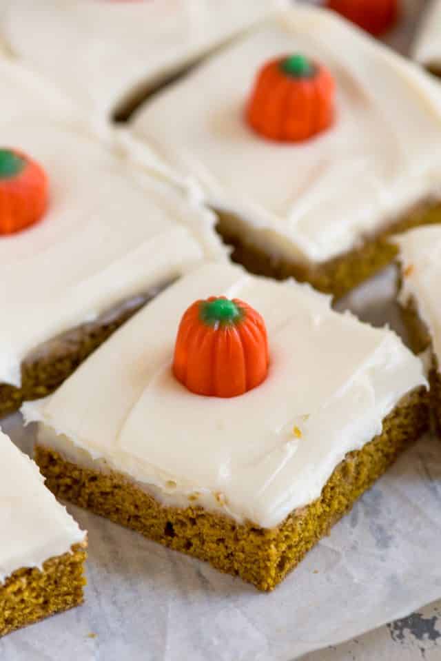 pumpkin bars with cream cheese frosting