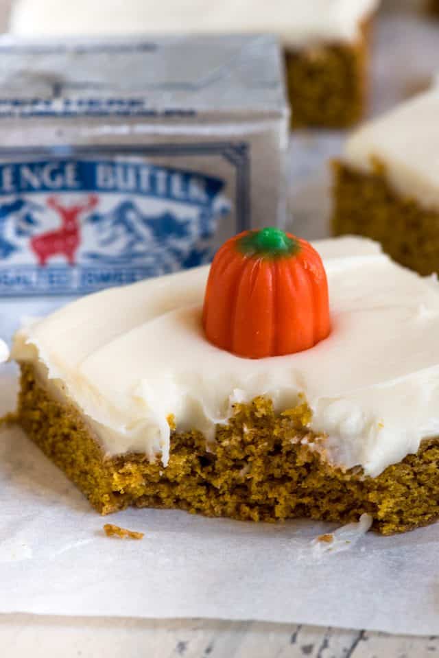 Pumpkin Bars Recipe with cream cheese frosting