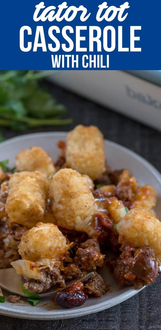 chili tater tot casserole on plate