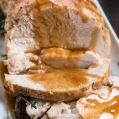 slow cooker turkey breast on platter