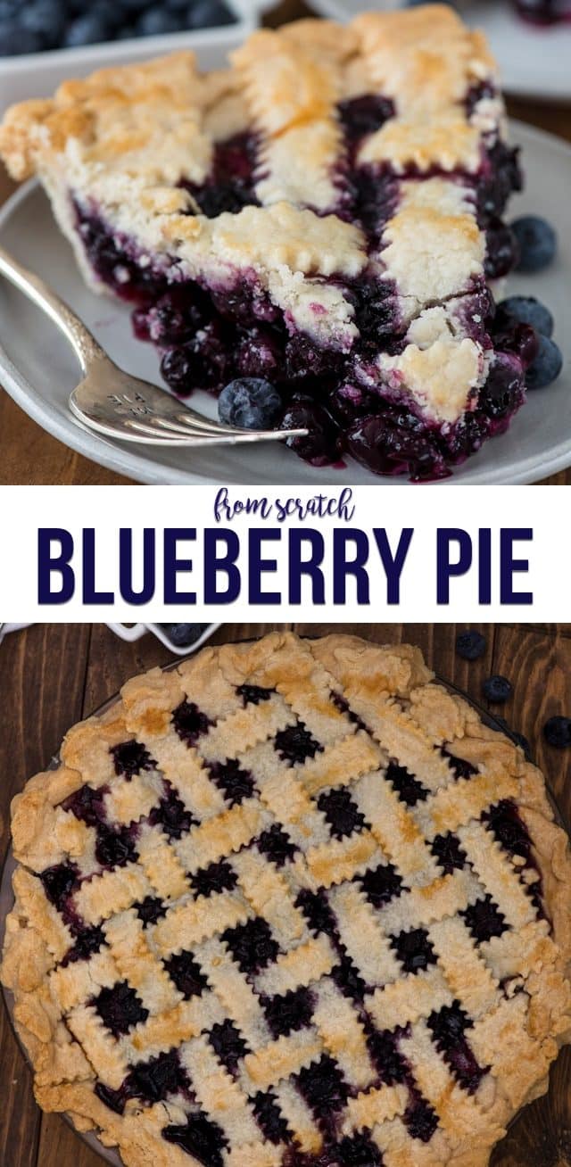 collage of blueberry pie photos