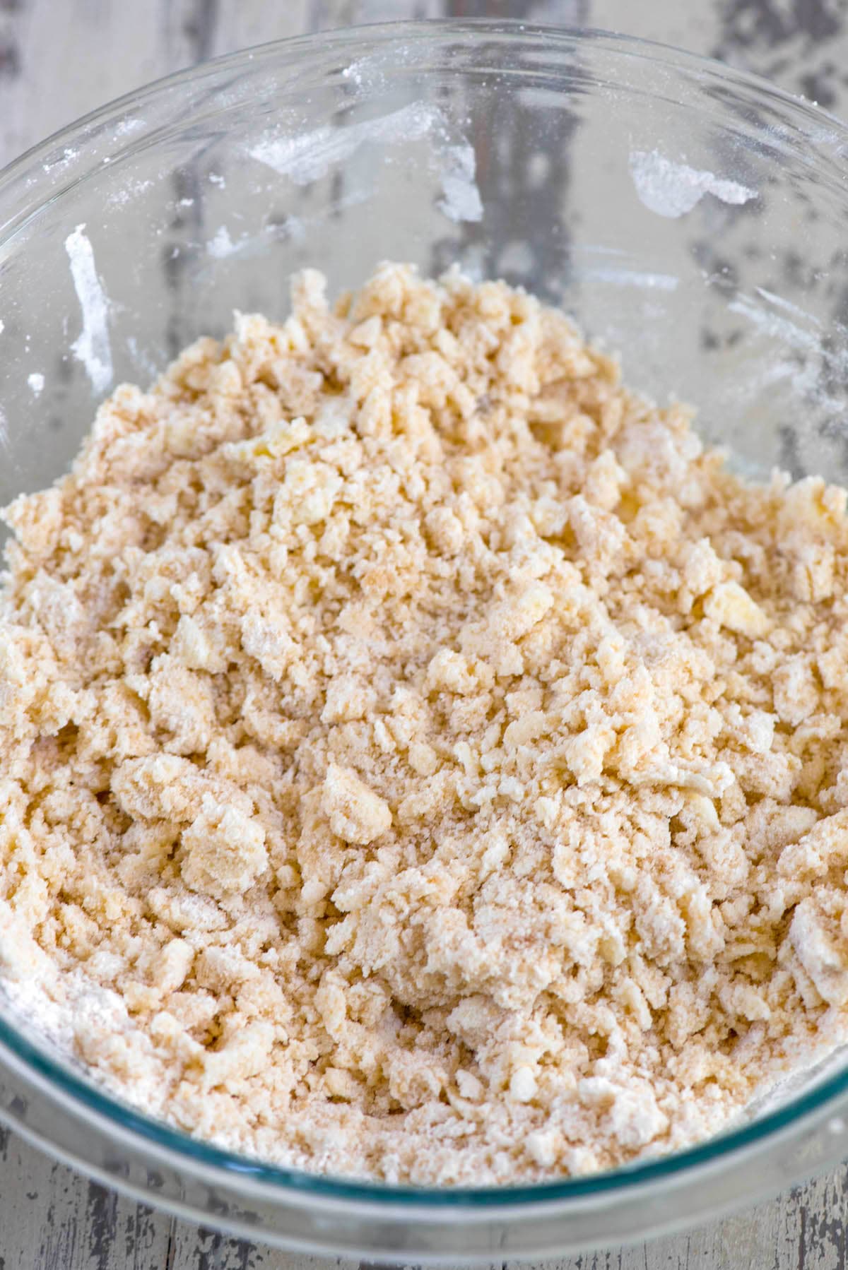 crumble in a clear bowl.