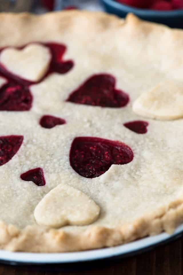 overhead shot of raspberry pie