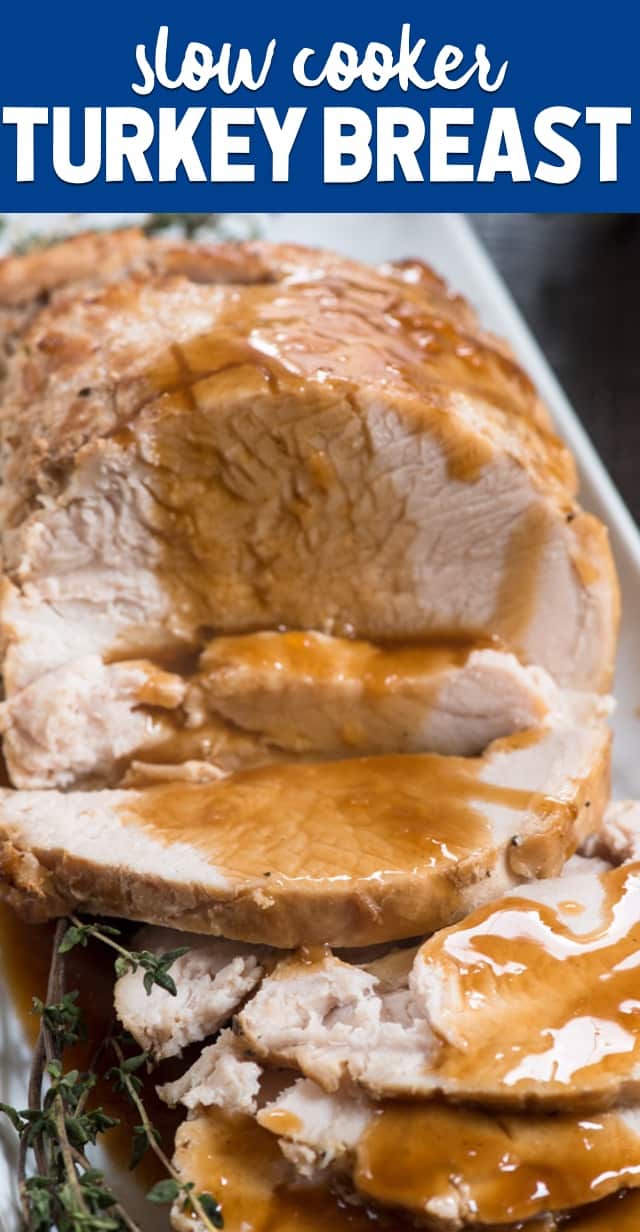 slow cooker turkey breast on platter