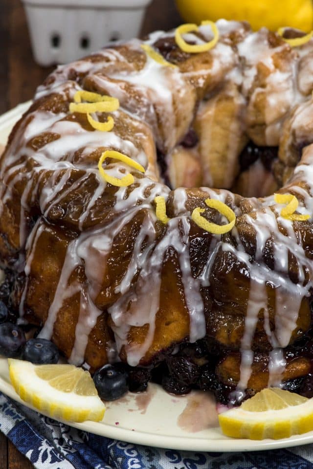 blueberry lemon monkey bread on plate