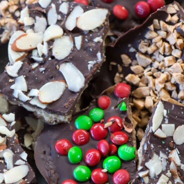 overhead shot of graham cracker toffee bark