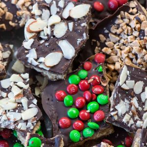 overhead shot of graham cracker toffee bark