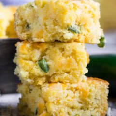 stack of Mexican cornbread squares