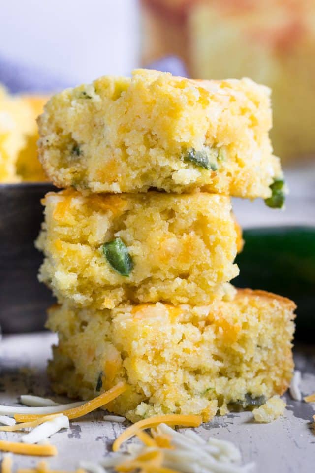 stack of Mexican cornbread squares
