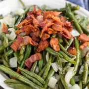 green beans on white plate