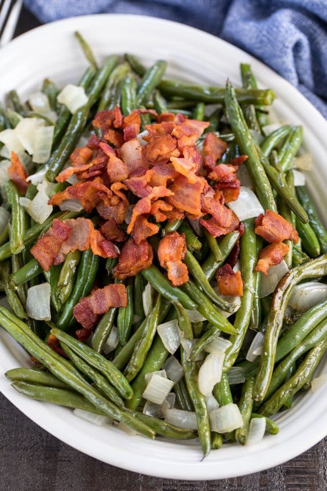 roasted green beans on plate