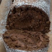 sliced truffle cake roll