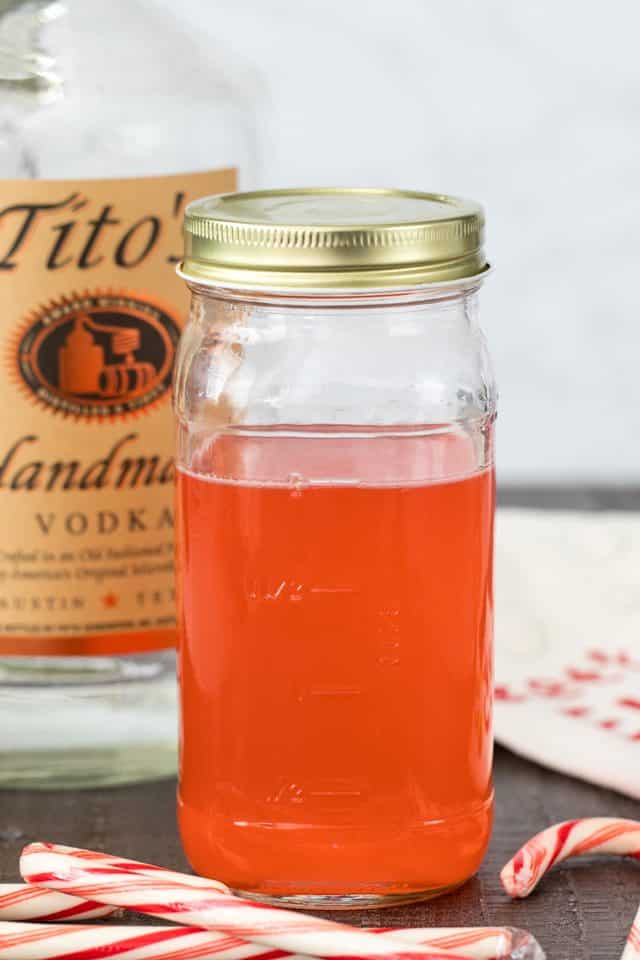 peppermint vodka in jar 