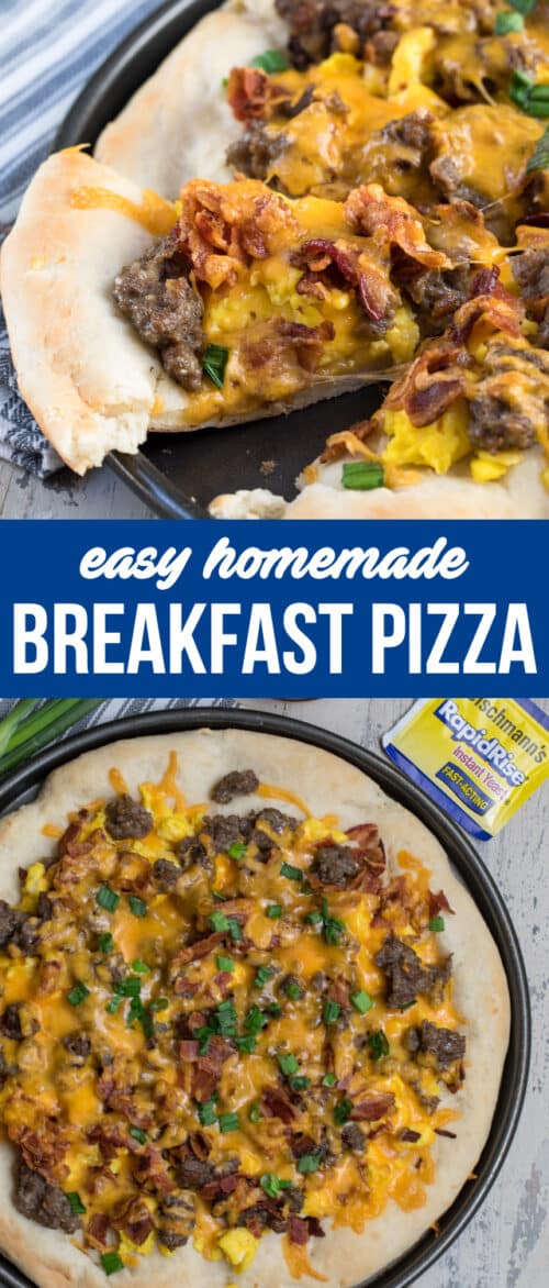 easy sausage and bacon breakfast pizza