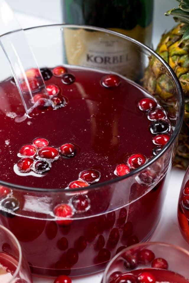 cranberry champagne punch with vodka