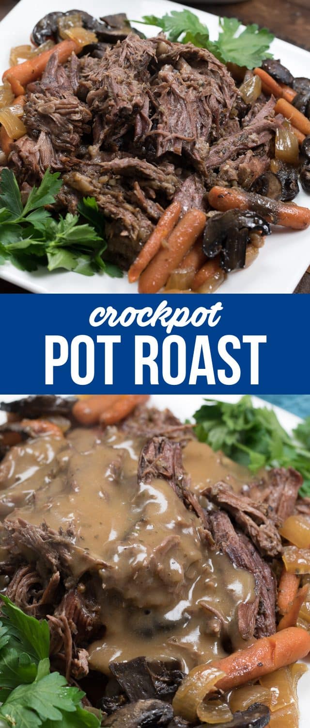 crockpot pot roast on white plate