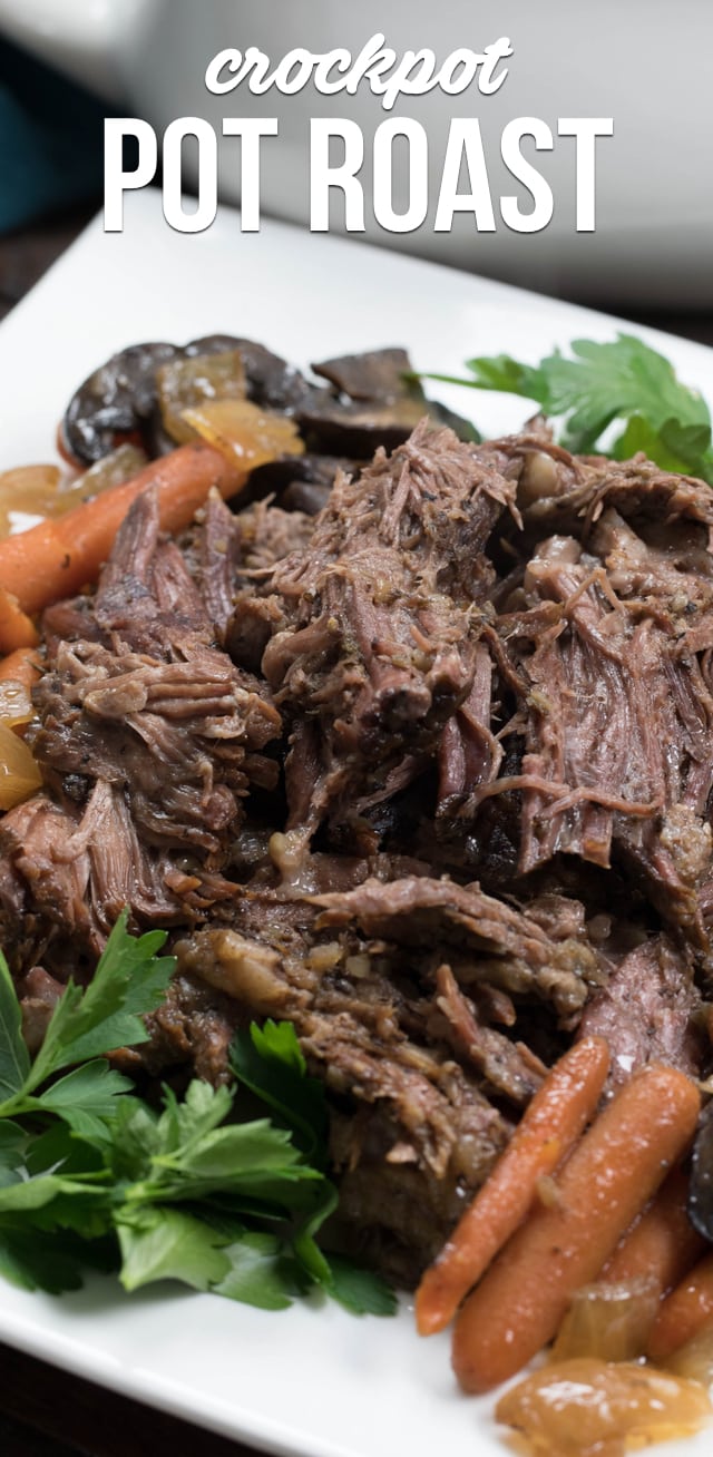 crockpot pot roast on white plate