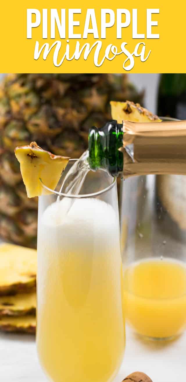 pouring champagne pineapple mimosa