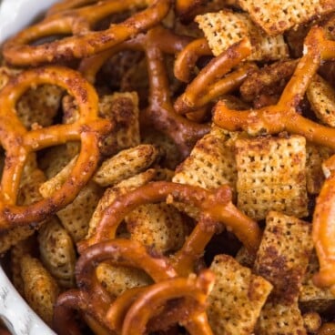 bbq Chex mix recipe in bowl