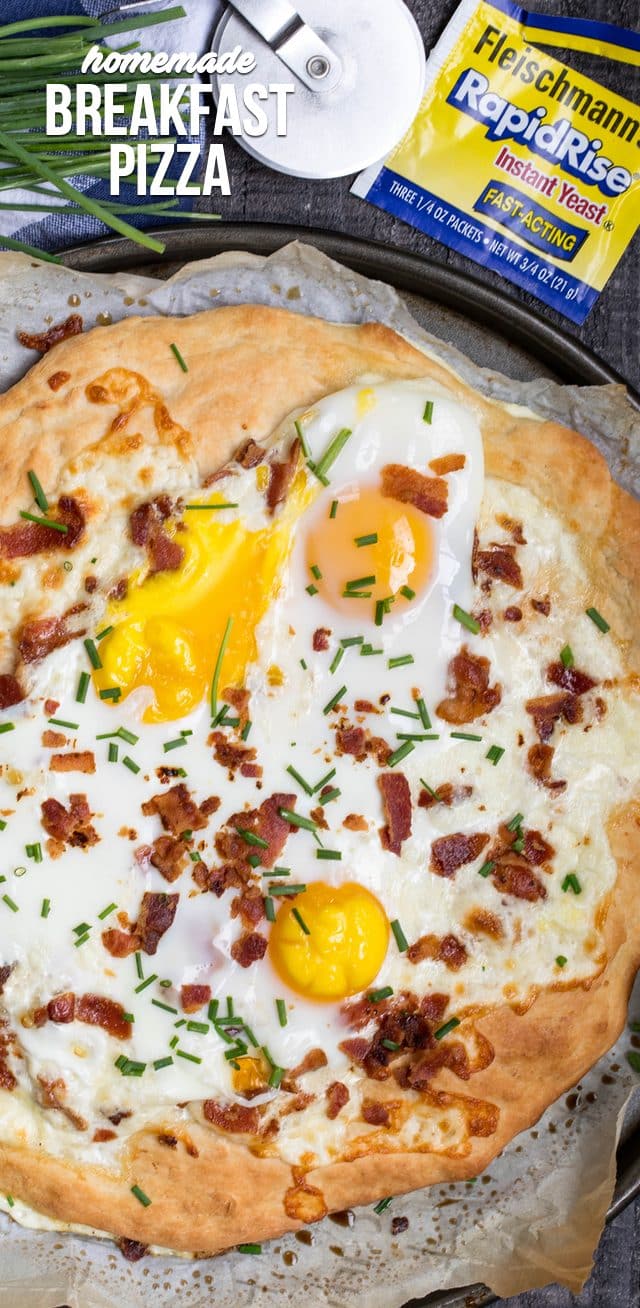 overhead shot breakfast pizza