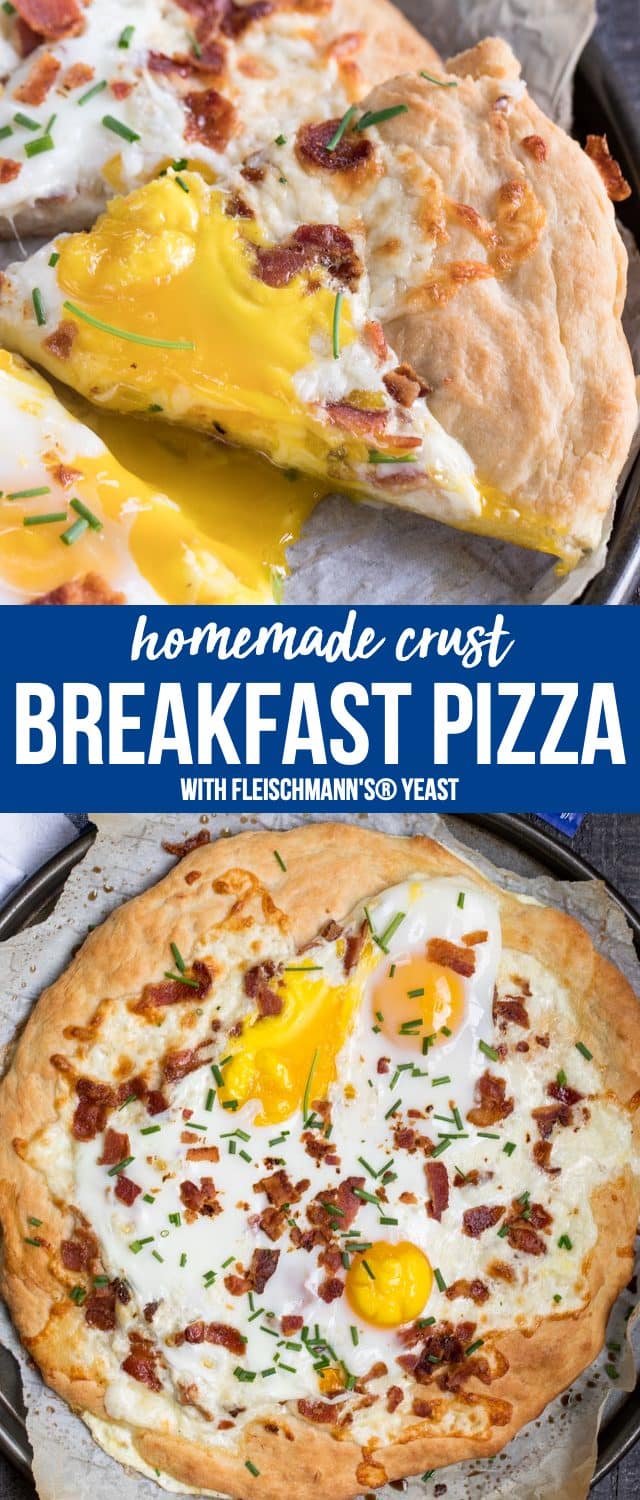 collage of breakfast pizza photos