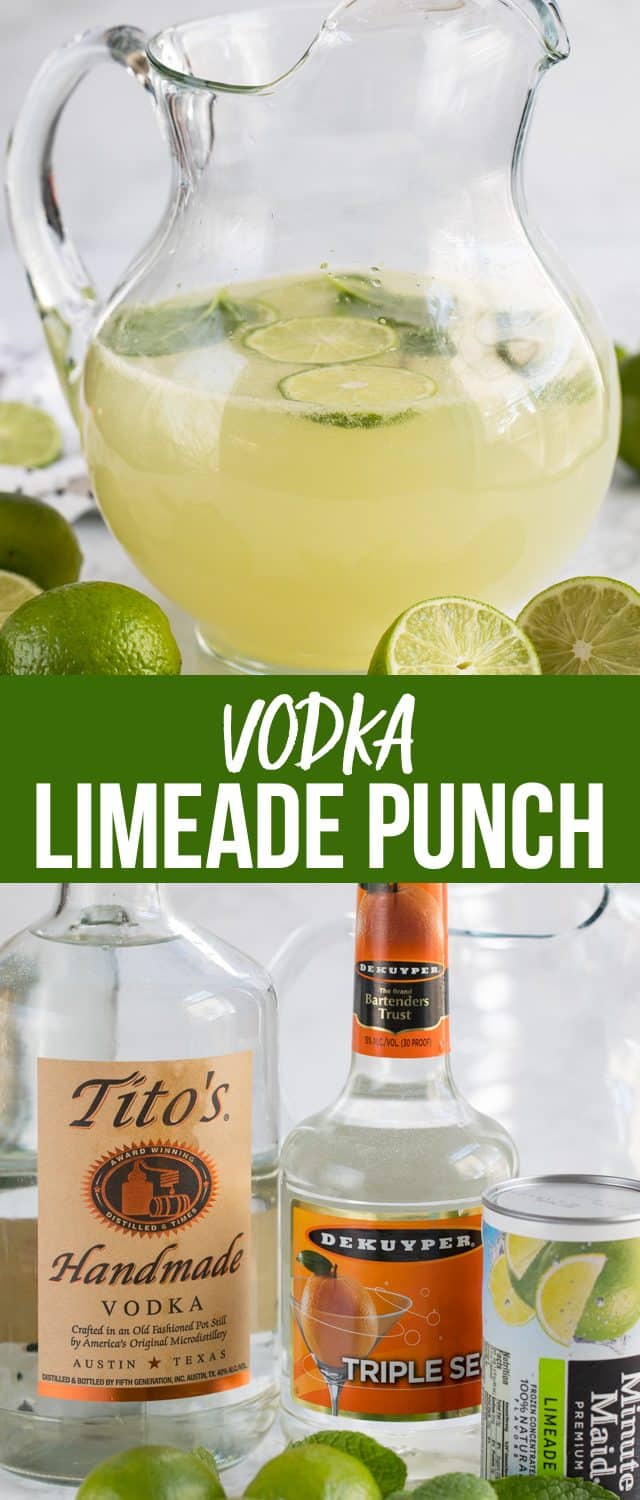 collage of vodka limeade punch photos