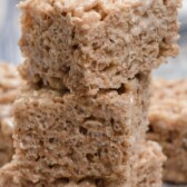 stack of brownie batter Krispie treats