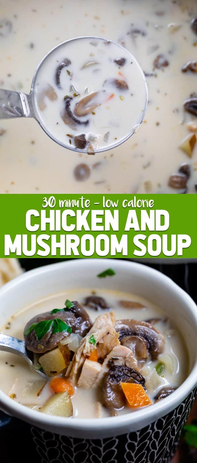 collage of chicken mushroom soup photos