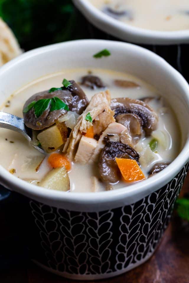 chicken mushroom soup in bowl