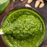 basil pesto in jar