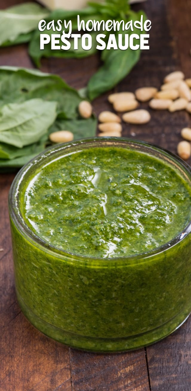 basil pesto in jar