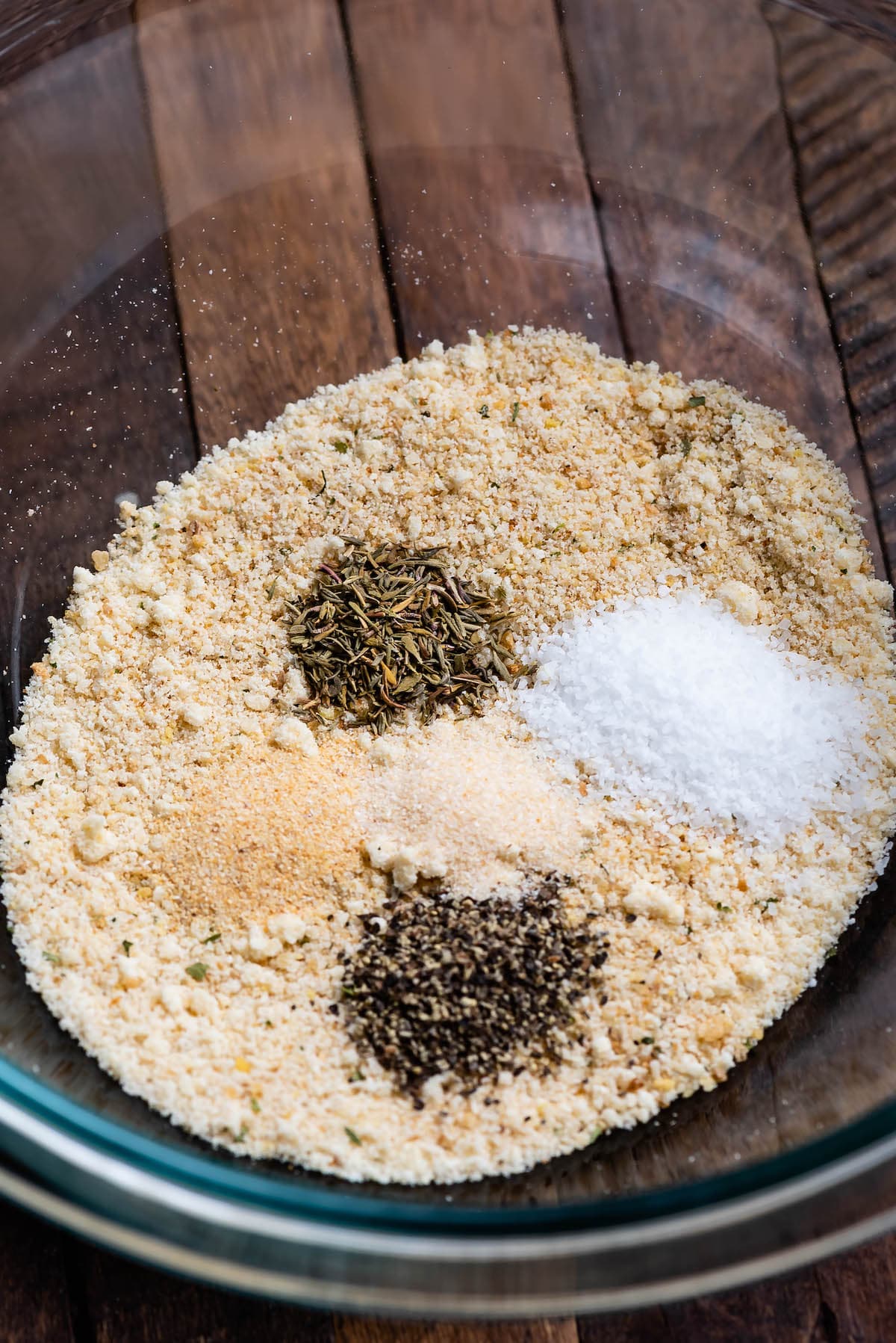 bowl of parmesan with breadcrumbs and spices.