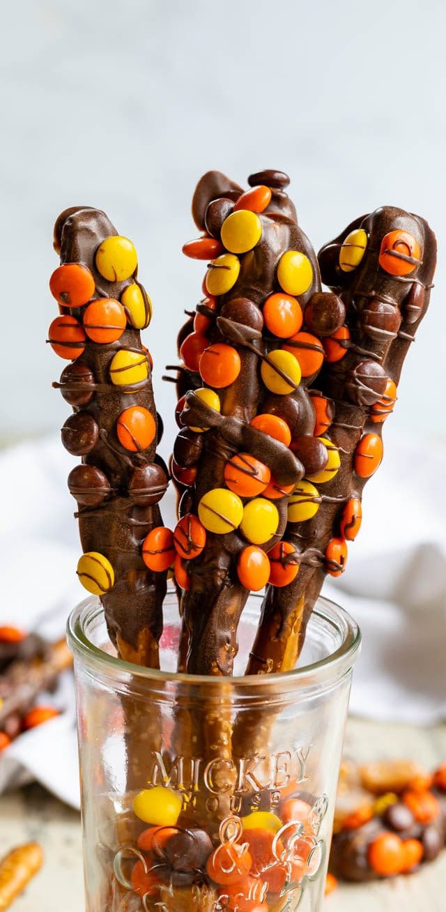 Reese's Dipped Pretzels in glass