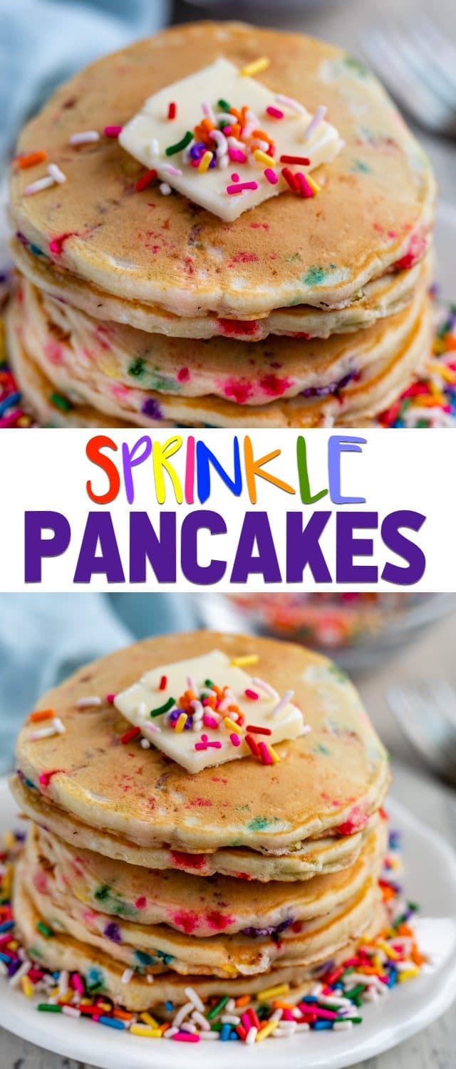 sprinkle pancakes collage