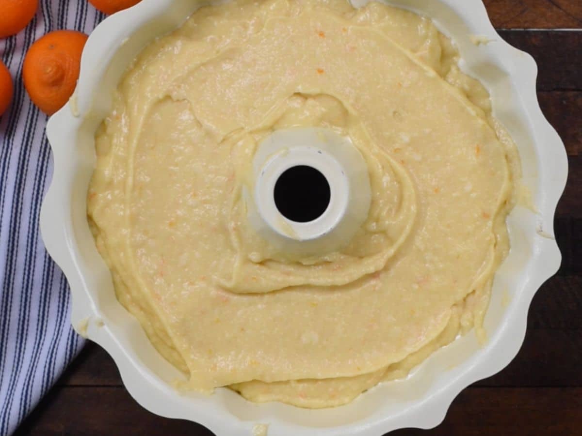 batter in bundt pan.