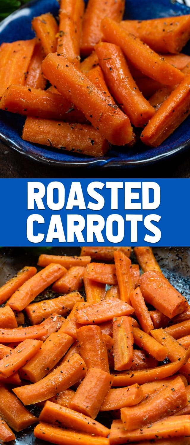 collage of roasted carrots photos